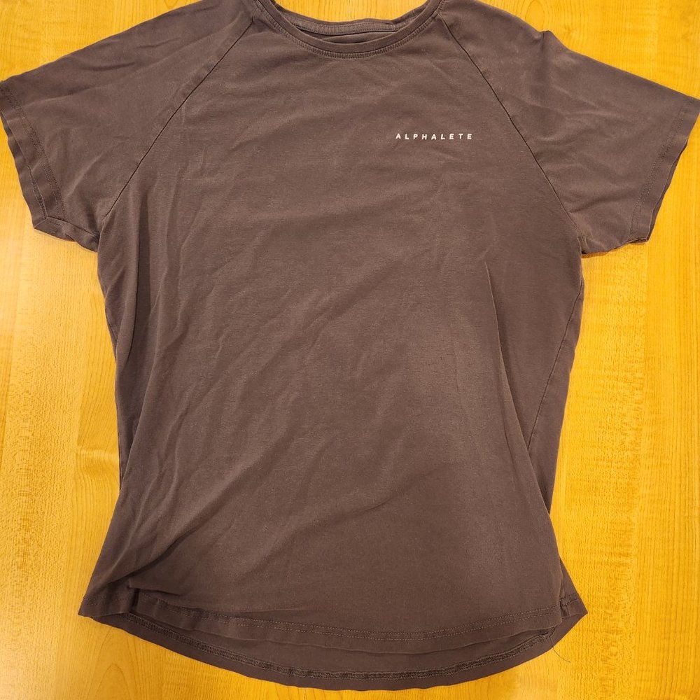 ALPHALETE PERFORMANCE FIT Gray Graphic Short Sleeve Workout Tee (Size: Medium)